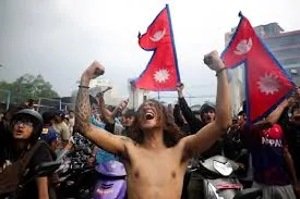 Nepal flag youth protesters anti corruption movement 2025